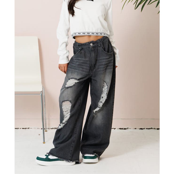 ブラック | ダメージデニムパンツ | F.O.Online Store