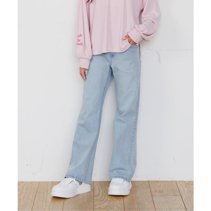 サックス | デニムストレートフレアパンツ | F.O.Online Store
