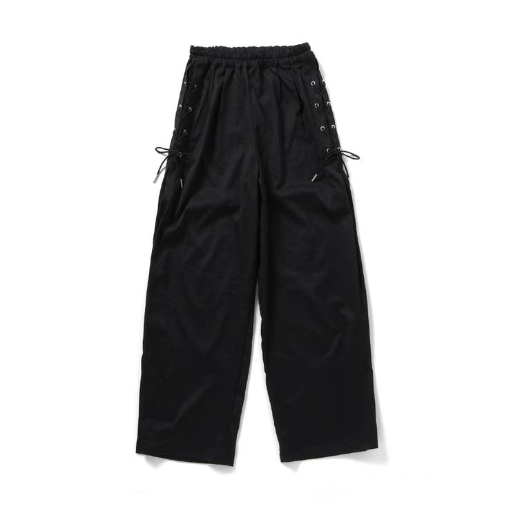 ブラック | サイドレースアップワイドパンツ | F.O.Online Store