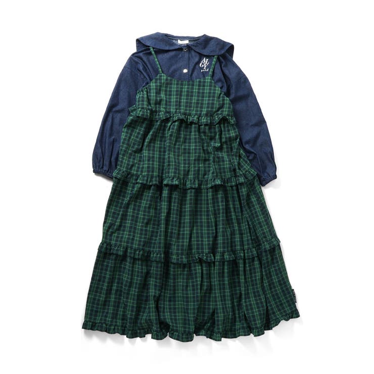 スタッフ企画】BIG衿デニムシャツ＆フリルティアードセット[品番  