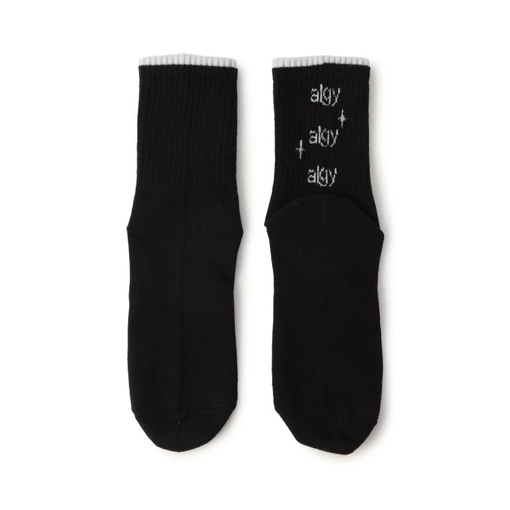 ブラック | 【抗菌防臭】3段ロゴクルーソックス | F.O.Online Store