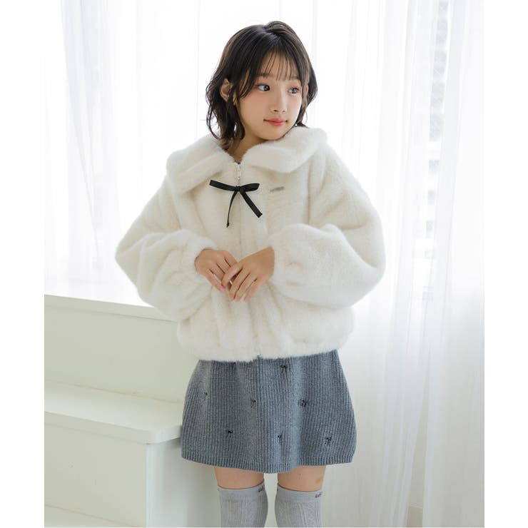 アイボリー | りぼんチャーム付きエコファーアウター | F.O.Online Store