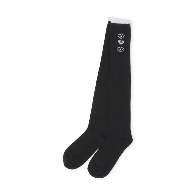 ブラック | フラワーロゴニーハイソックス | F.O.Online Store