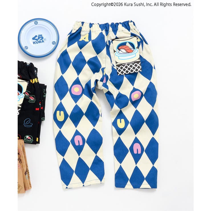 ブルー | 防汚加工 くら寿司コラボ 総柄SUSHIパンツ  10分丈 | F.O.Online Store
