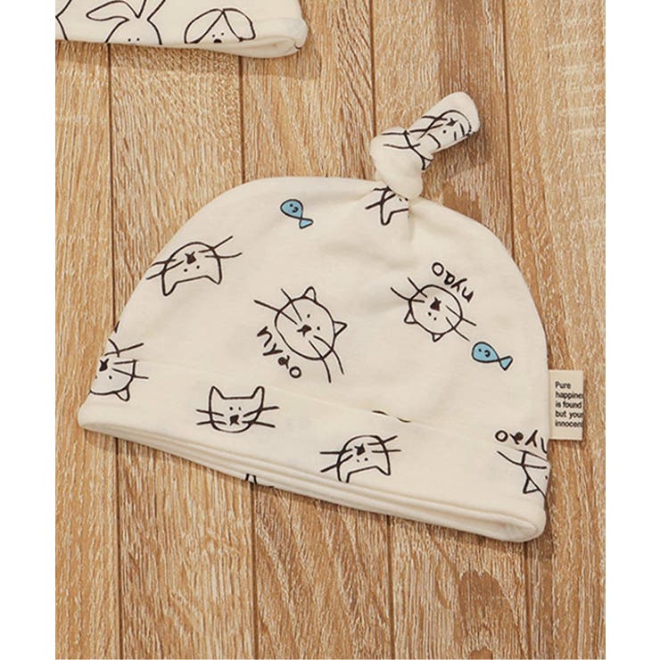 ブルー | ねこ・うさぎガーゼ結び帽子 | F.O.Online Store