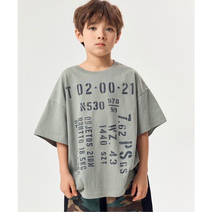 グレー | WEB限定  KUDOZ.B ステンシルプリント風Tシャツ | F.O.Online Store