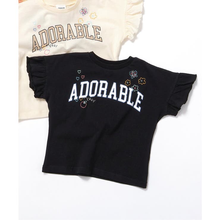 ブラック | 刺繍フリルTシャツ | F.O.Online Store