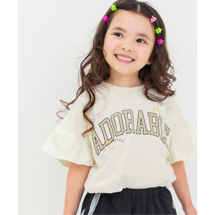 オフホワイト | 刺繍フリルTシャツ | F.O.Online Store