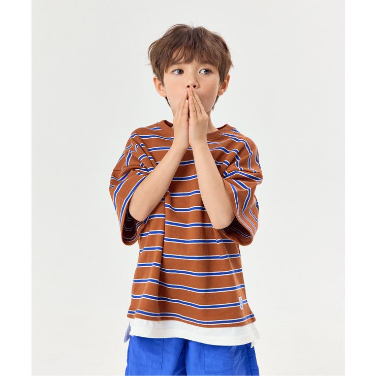 ブラウン | WEB限定  KUDOZ.B レイヤード先染めボーダーTシャツ | F.O.Online Store