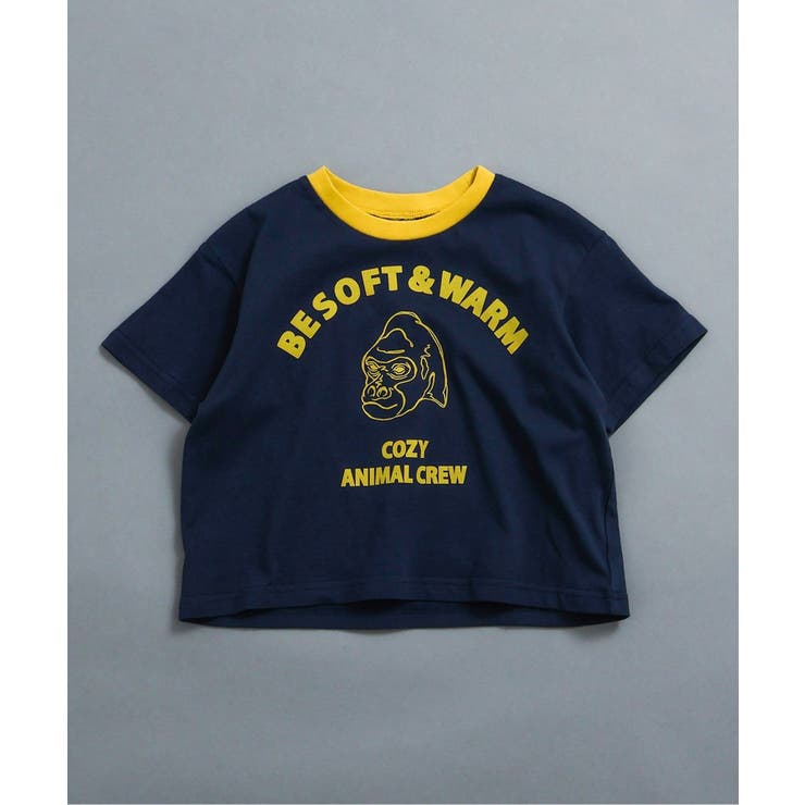 ネイビーブルー | WEB限定  リンガー配色アニマルカレッジTシャツ | F.O.Online Store