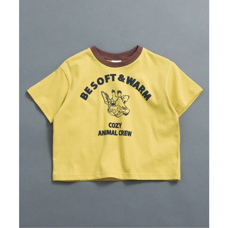 イエロー | WEB限定  リンガー配色アニマルカレッジTシャツ | F.O.Online Store