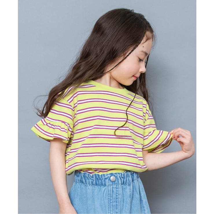 イエロー | WEB限定  袖フリルボーダーTシャツ | F.O.Online Store