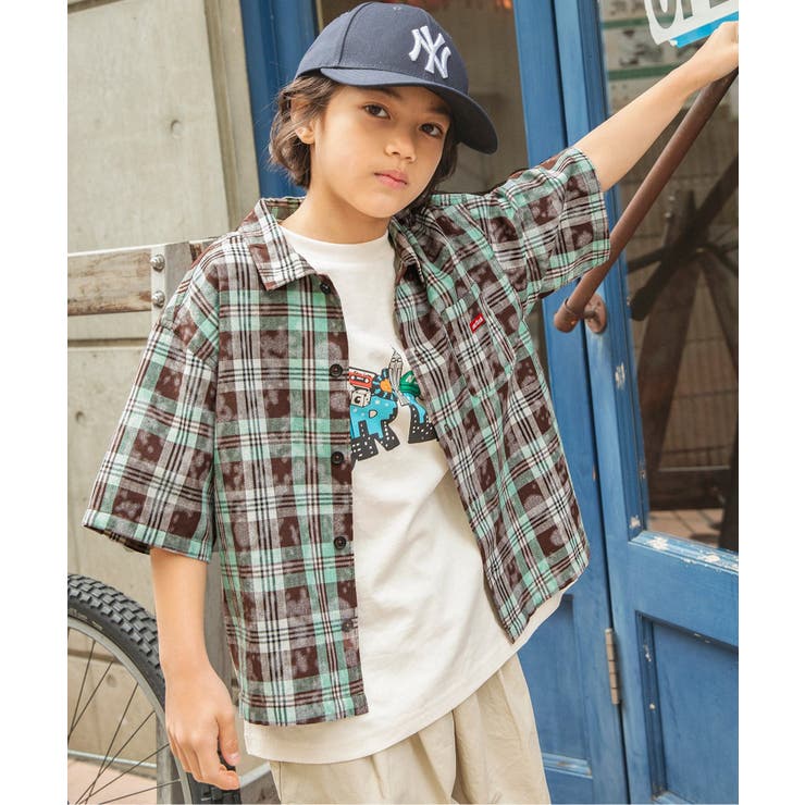 ミント | B NEWJACK ケミカルプリントチェックシャツ | F.O.Online Store