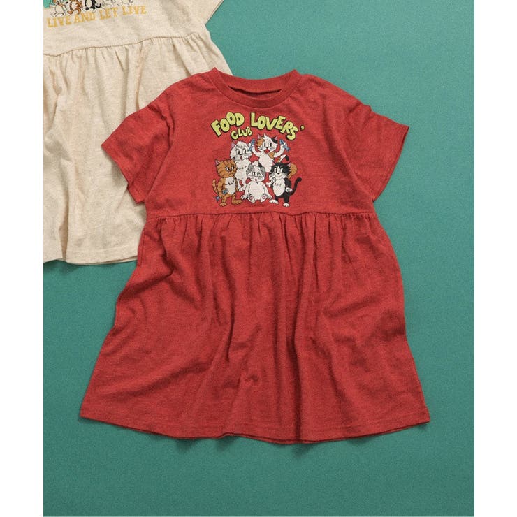 レッド | 【リンク】BREEZY CATS イラストTシャツワンピース | F.O.Online Store