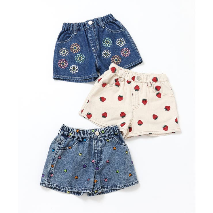 TINY COTTONS デニムショートパンツ 2y 刺繍デニムショートパンツ ショート丈[品番：FOKK0026620]｜F.O.Online