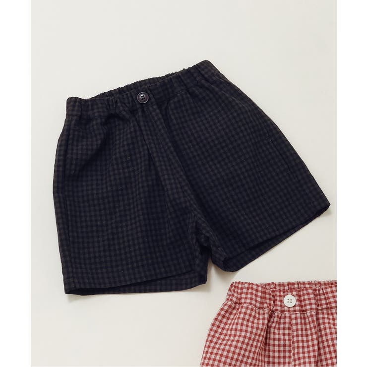 ブラック | 【リンク】ギンガムチェックタックパンツ  5分丈 | F.O.Online Store