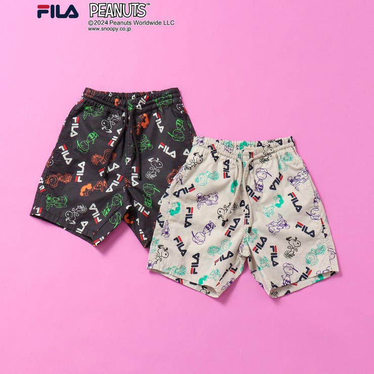 WEB限定 PEANUTS×FILA(フィラ)コラボ 総柄ハーフパンツ