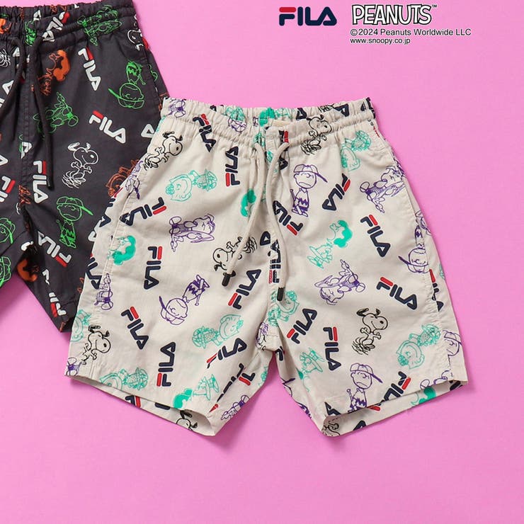 WEB限定 PEANUTS×FILA(フィラ)コラボ 総柄ハーフパンツ