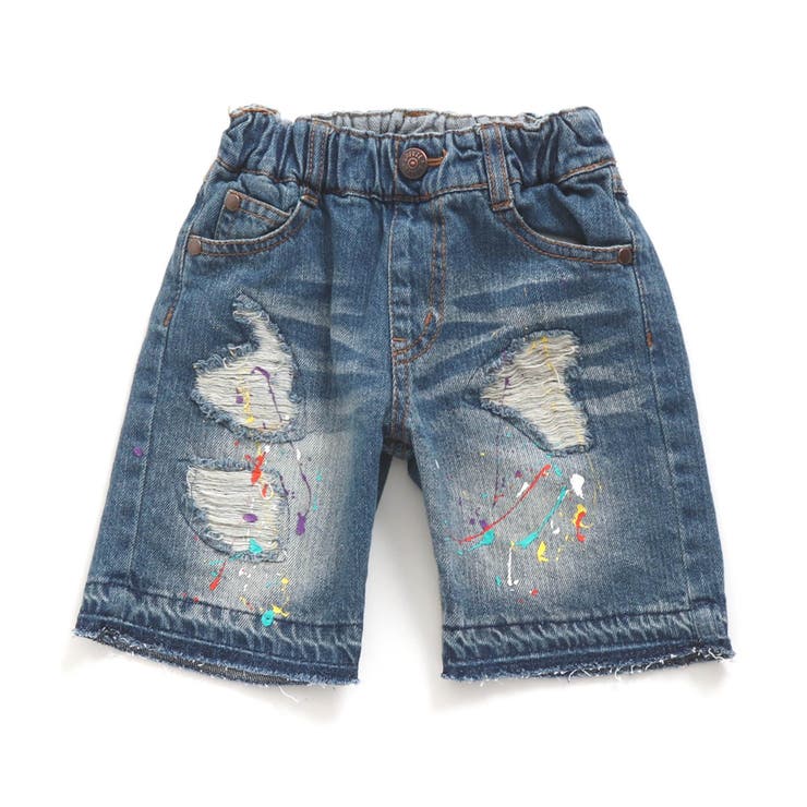 ブルー | クラッシュデニムハーフパンツ_5分丈 5分丈 | F.O.Online Store