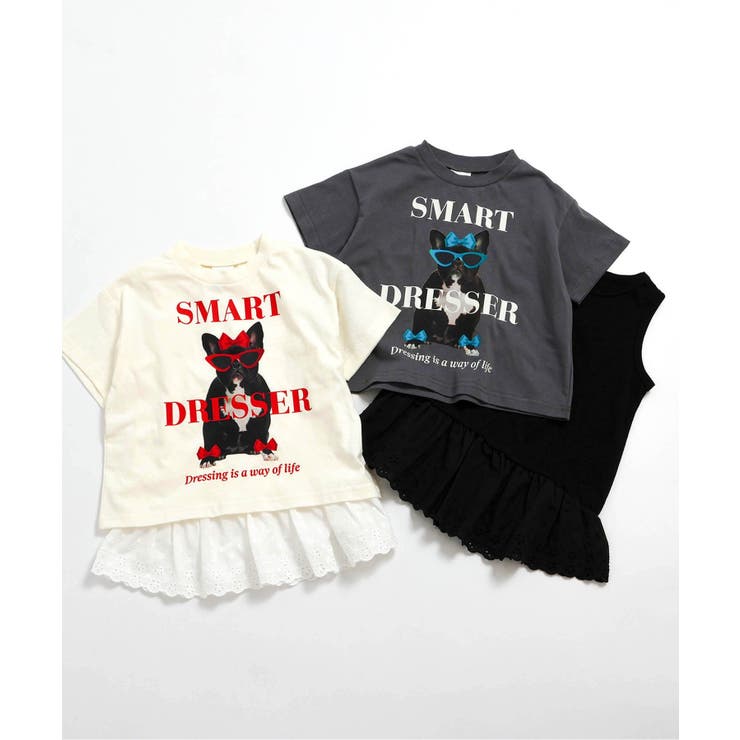 針抜きTシャツ＆裾レースフリル2プリントシャツ | F.O.Online Store | 詳細画像16 