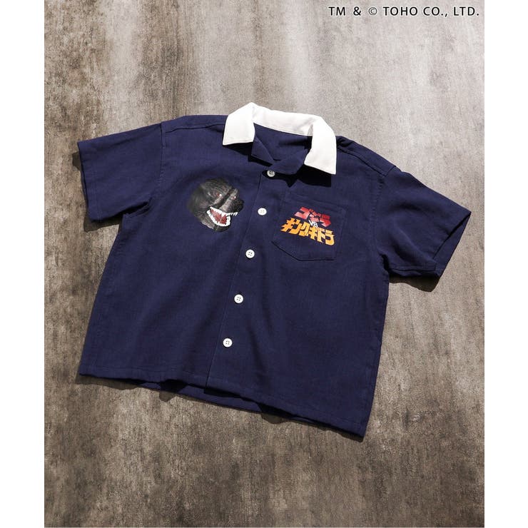 ネイビーブルー | 【リンク】WEB限定 ゴジラ刺繍シャツ | F.O.Online Store