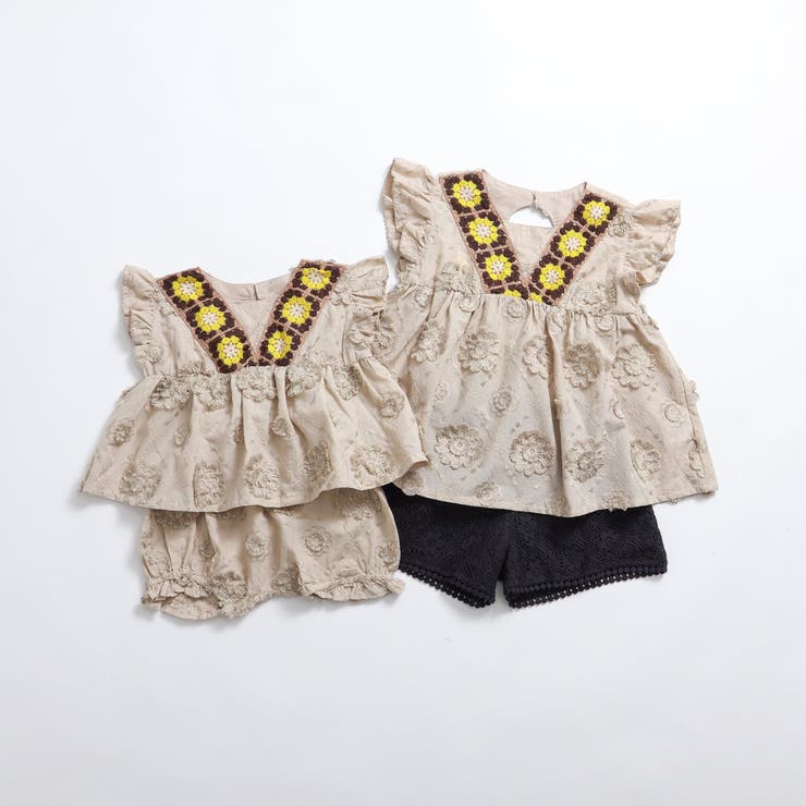 リンク・上下セット】クロシェ編みベビーセットアップ[品番