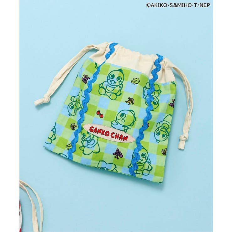 グリーン | がんこちゃん＆がんペーちゃん総柄巾着S | F.O.Online Store