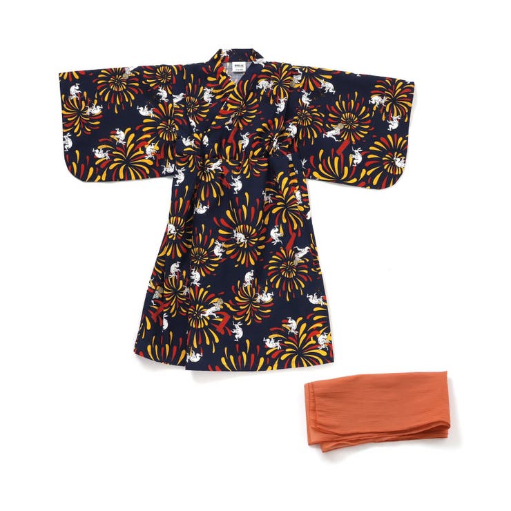 ネイビーブルー | DODコラボ めちゃもえ花火柄すっぽり着られる浴衣（コドモ） | F.O.Online Store