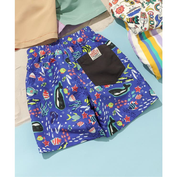 ブルー | 【UVカット】無地・総柄わくわくビーチショーツ | F.O.Online Store
