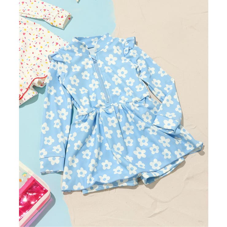 サックス | 【UVカット】総柄 長袖ワンピース水着 | F.O.Online Store
