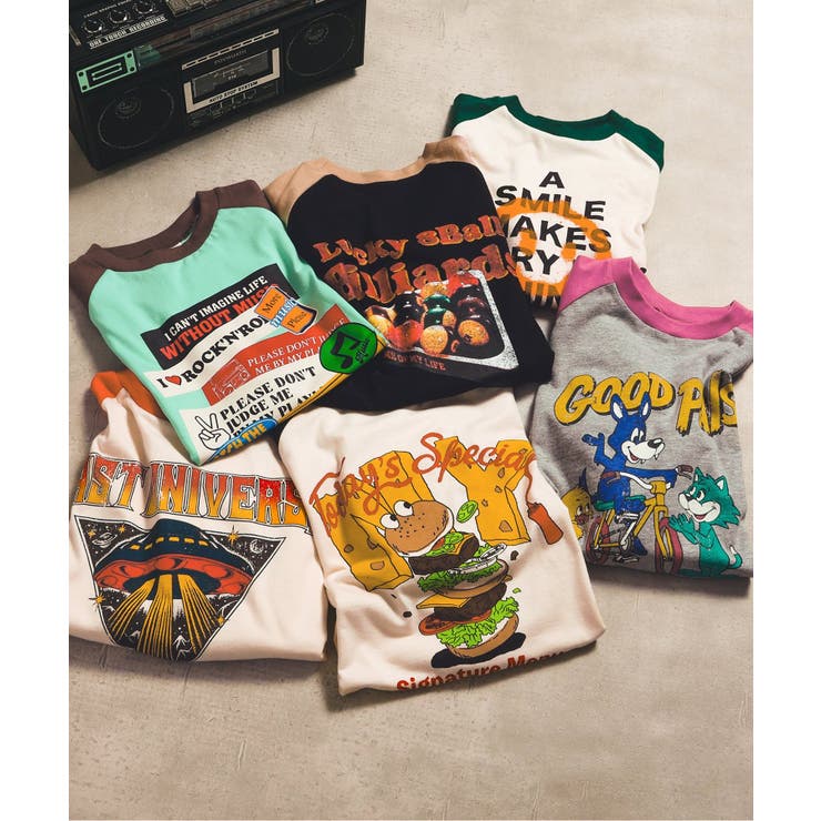 B NEWJACK ラグラングラフィックTシャツ[品番：FOKK0024899