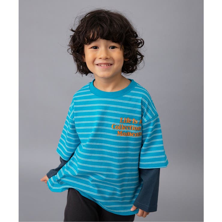 ブルー | 2Pレイヤード風ボーダーロンT | F.O.Online Store