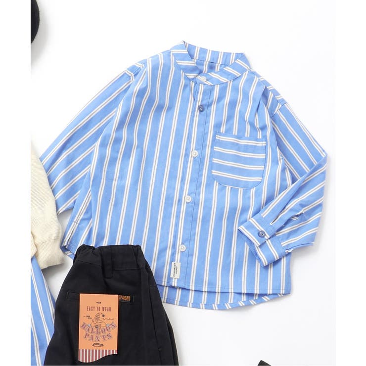 ストライプ柄 | 【リンク】ノーカラーシャツ | F.O.Online Store