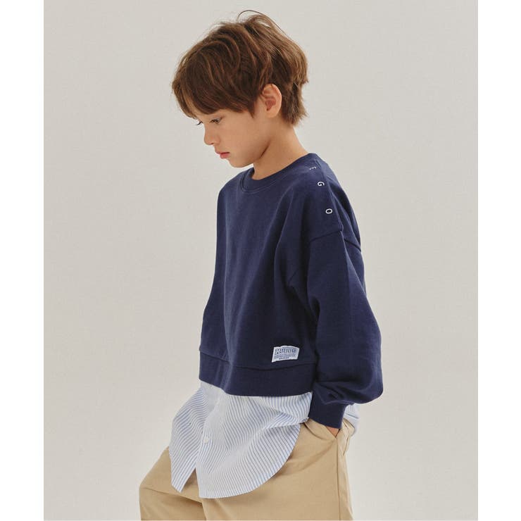 ネイビーブルー | 【WEB限定】 シャツレイヤード風トレーナー | F.O.Online Store