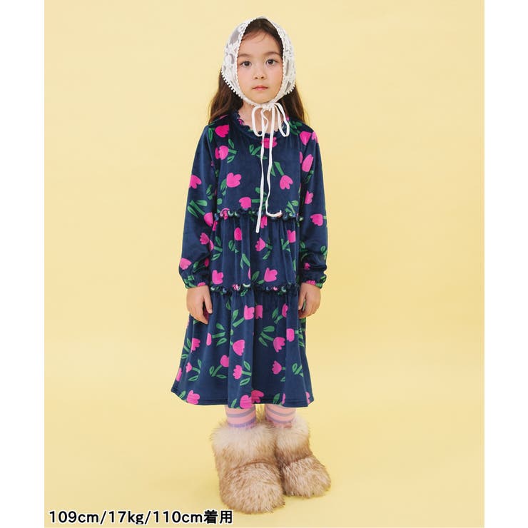 WEB限定  レトロ総柄ベロアワンピース | F.O.Online Store | 詳細画像3 