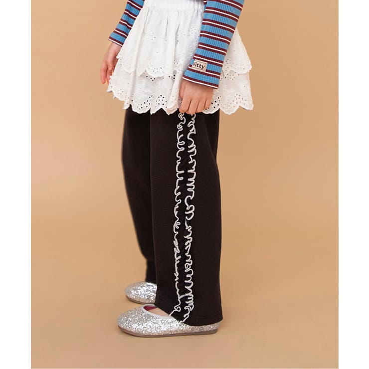 ブラック | サイドフリルワッフルパンツ  10分丈 | F.O.Online Store