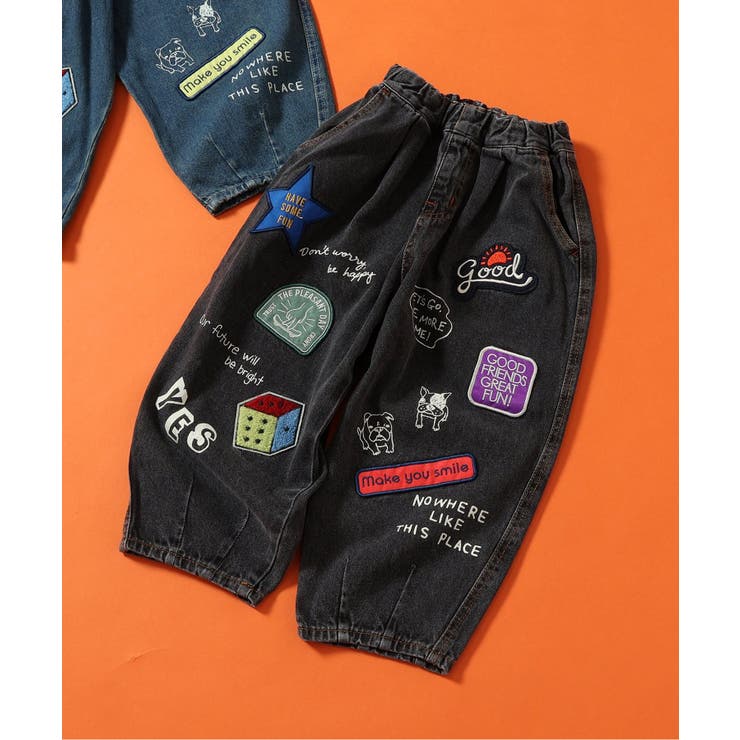 ブラック | ワッペンデニムパンツ  10分丈 | F.O.Online Store