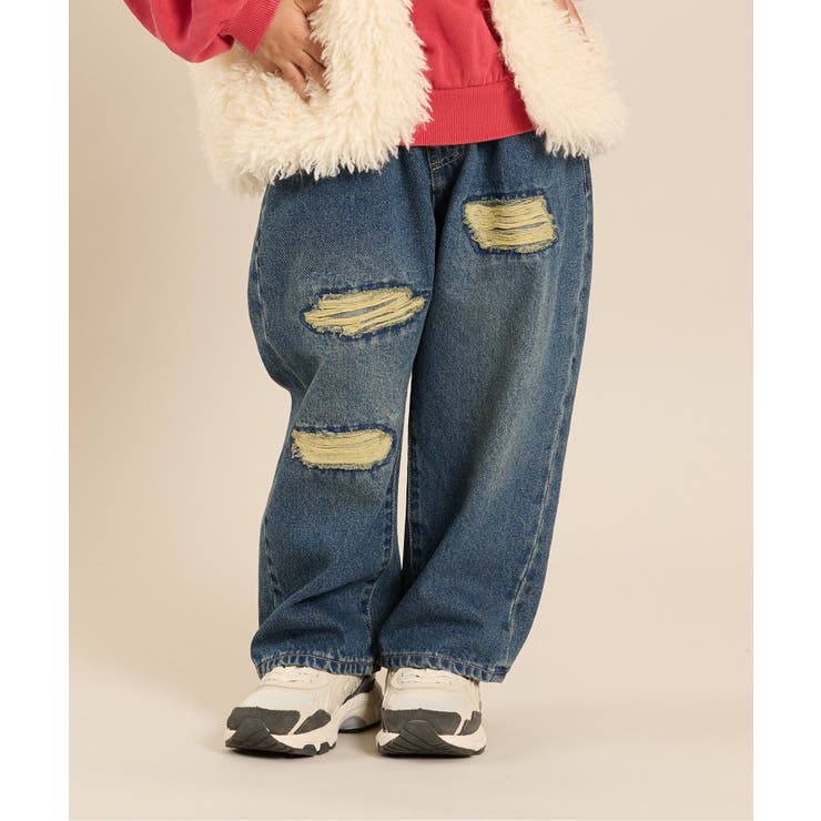 ネイビーブルー | ダメージデニムパンツ  10分丈 | F.O.Online Store