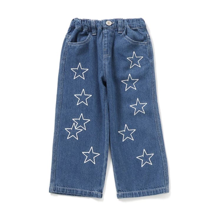 ブルー | チェーン刺繍ワイドデニムパンツ | F.O.Online Store