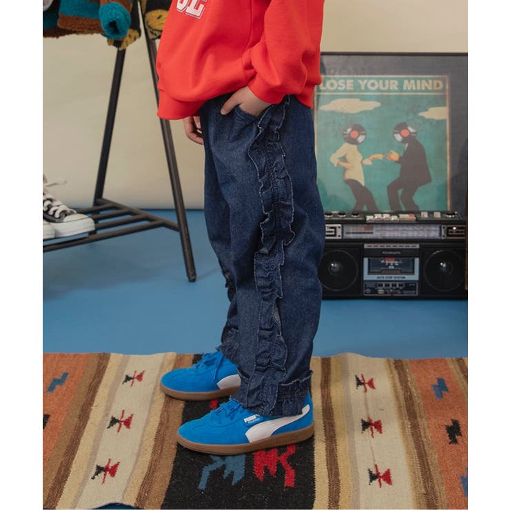 ネイビーブルー | フリルデニムパンツ  10分丈 | F.O.Online Store