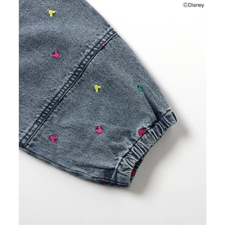 ワイドレッグデニム ダークグレー キャラクター刺繍 【公式