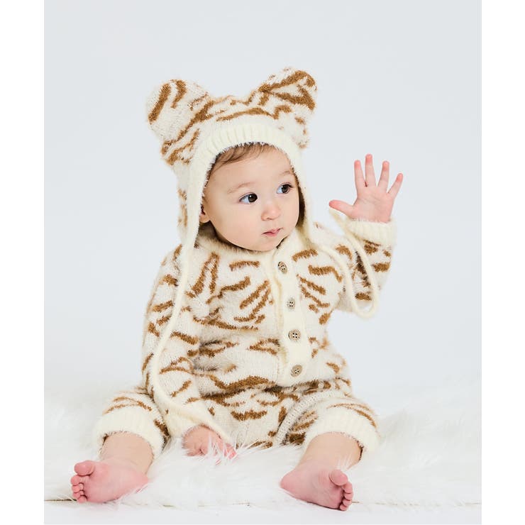 ベージュ | 【FUN!FAN!ANIMAL】シャギーカバーオール＆ボンネット | F.O.Online Store