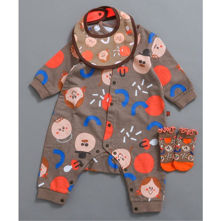 ブラウン | 総柄ロンパス マイファーストブリーズ | F.O.Online Store