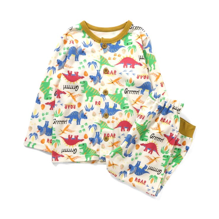 オフホワイト | WEB限定  きょうりゅう柄前あきスムースパジャマ  | F.O.Online Store
