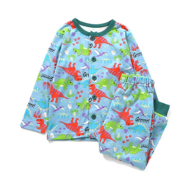 サックス | WEB限定  きょうりゅう柄前あきスムースパジャマ  | F.O.Online Store