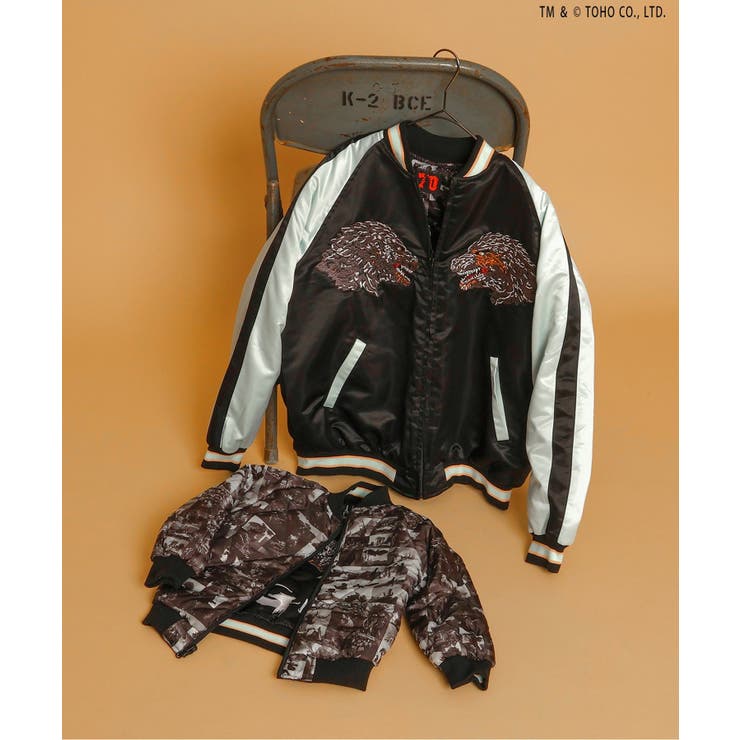 ゴジラ】 蓄光刺繍リバーシブルスカジャン[品番：FOKK0025382]｜F.O.