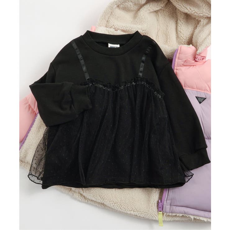 ブラック | チュールビスチェ付きトレーナー | F.O.Online Store