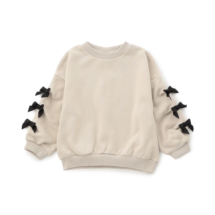 アイボリー | WEB限定  袖タックリボンモチーフ裏起毛トレーナー | F.O.Online Store