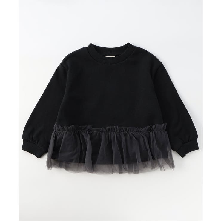 ブラック | WEB限定  あったか裏起毛 裾チュールトレーナー | F.O.Online Store