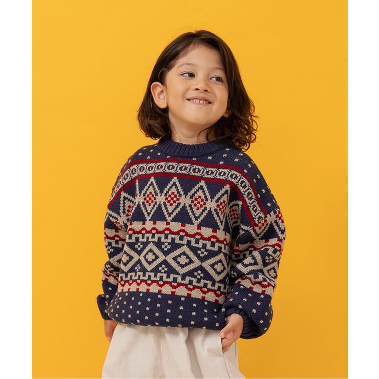 ネイビーブルー | 【リンク】総柄バリエーションニット | F.O.Online Store